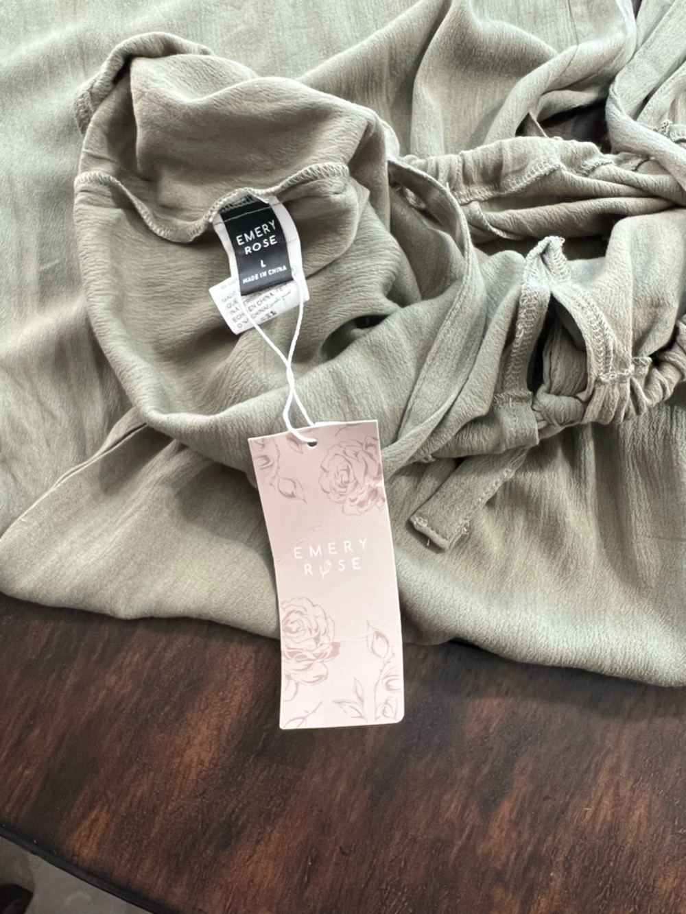 Emery Rose Size Lg Olive Green Women's Romper Jumpsuit Ankle Length Wide Leg - Picture 5 of 5